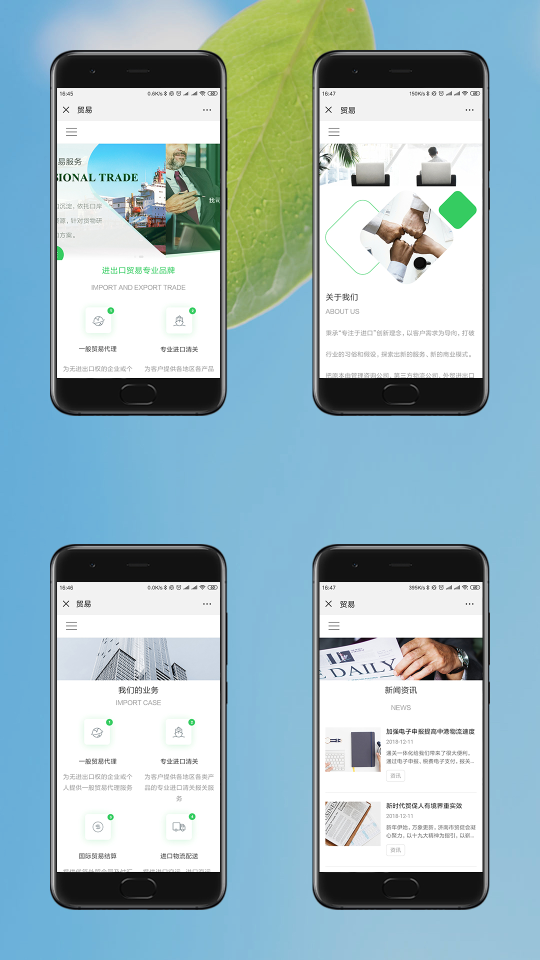 進(jìn)出口貿(mào)易網(wǎng)站案例UI界面